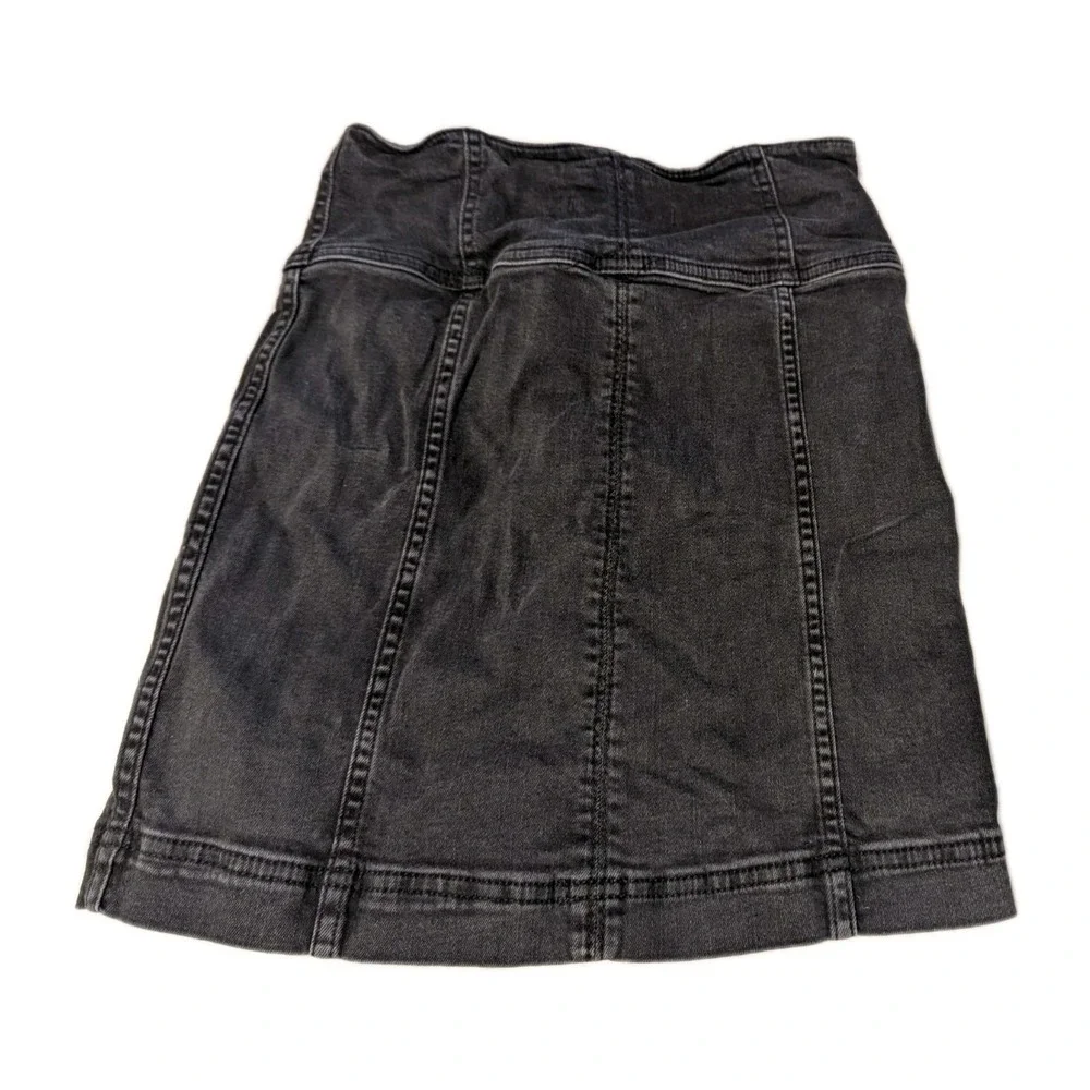 Free People Women's‎ Modern Femme Corset Lace Up Black Denim Mini Skirt Size 0